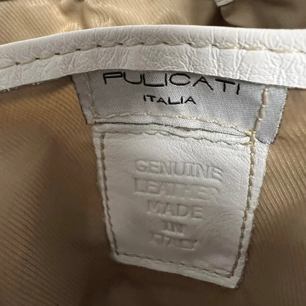 Pulicati Italia Genuine Leather Shoulder Bag White/Gold